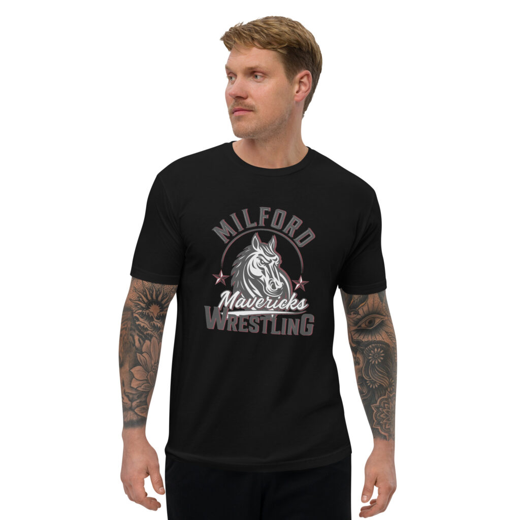 Milford Mavericks Wrestling Short Sleeve Graphic Fitted T-shirt